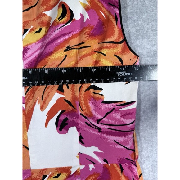 Cato Dress Womens Sz 6 Pink Orange Pockets Sleeveless Abstract Brushstroke Print - Picture 12 of 14